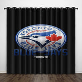Toronto Baseball Blue Jays Blackout Curtains Drapes For Window Treatment Set